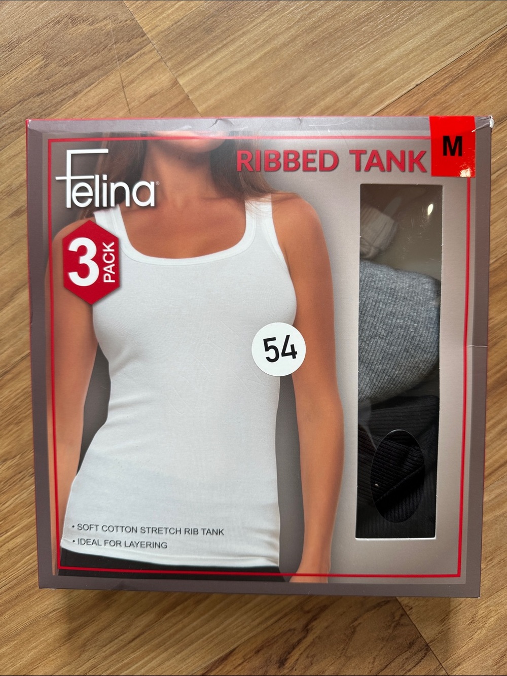 Felina Ribbed Tank Top 3-Pack - White, Gray, Black
